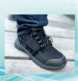 FITec 9718-1L Black - Men's Lace Walking Shoes with Slip Resistant Outsoles